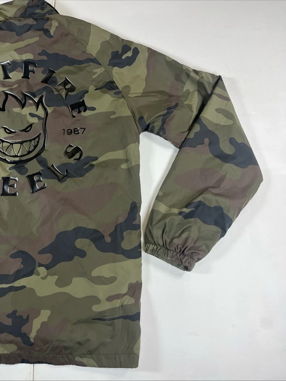 Spitfire Camo Windbreaker Coaches Jacket Snap Front Skateboarding Skater Mens S